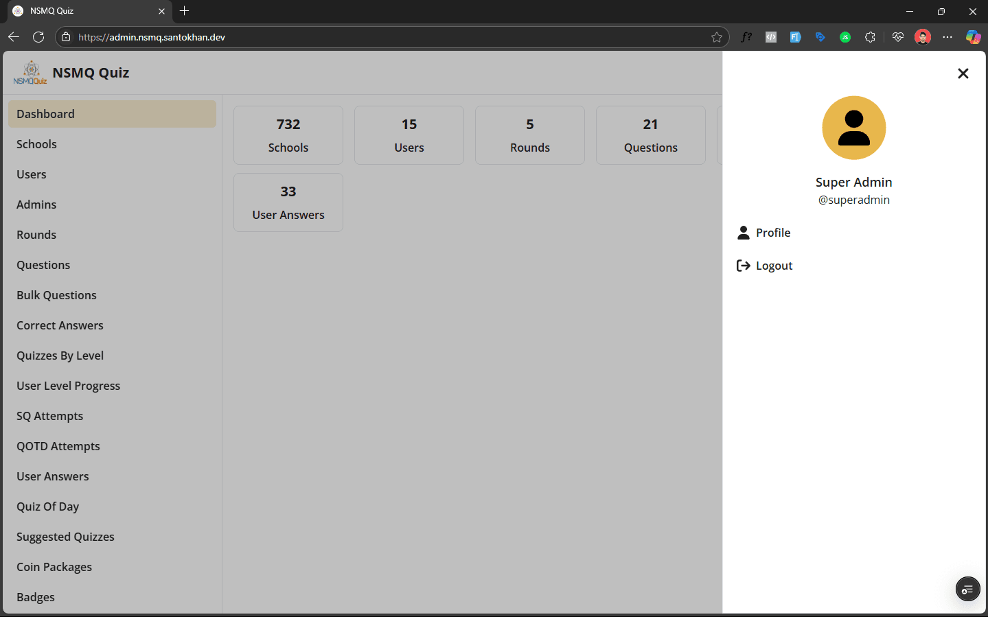 NSMQ Admin Panel